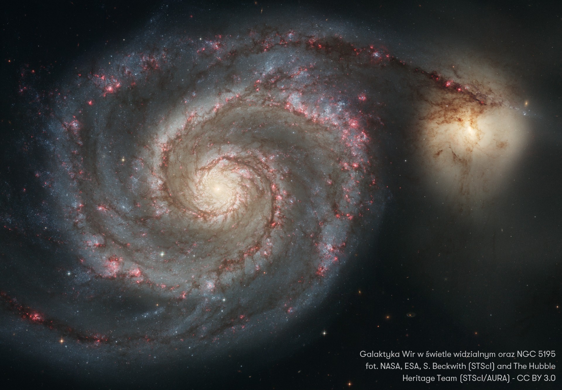 Galaktyka Wir w świetle widzialnym oraz NGC 5195